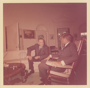Lot #5547 John F. Kennedy and Lyndon B. Johnson Original Vintage Photograph by Cecil Stoughton - Image 1