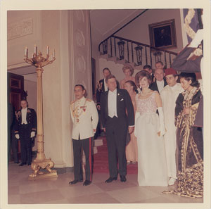 Lot #5552 John and Jaqueline Kennedy and King Hassan II Original Vintage Photograph by Cecil Stoughton - Image 1