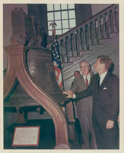 Lot #5545 John F. Kennedy and Liberty Bell Original Vintage Photograph by Cecil Stoughton - Image 1