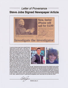 Lot #5004 Steve Jobs Signed Newspaper Article - Image 3