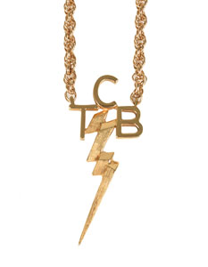 Lot #5076 Elvis Presley 14K Gold TCB Necklace
