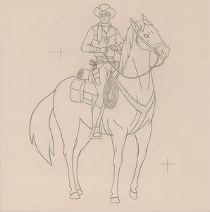 Lot #582 Lone Ranger and Silver production cel and drawing from The Lone Ranger - Image 2