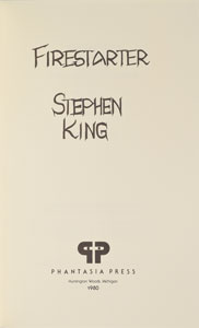 Lot #105 Stephen King: Firestarter Signed Book