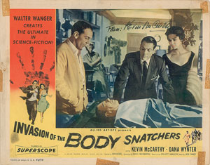 Lot #32  Invasion of the Body Snatchers Signed Photo and Lobby Card