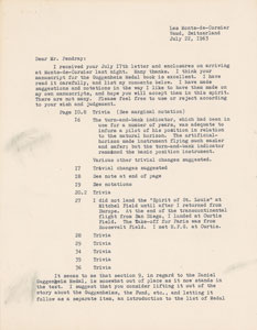 Lot #6046 Charles Lindbergh Typed Letter Signed