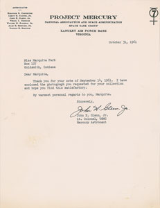 Lot #6097 John Glenn Signed Letter and Photograph - Image 2