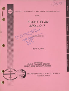 Lot #6292 Dave Scott Training-Used Apollo 7 Flight Plan - Image 1