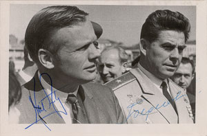 Lot #6364 Neil Armstrong and Georgy Beregovoy Signed Photograph - Image 1