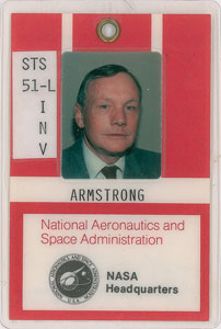 Lot #6369 Neil Armstrong Signed Government ID Badge - Image 1