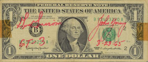 Lot #6145  Gemini 3 Flown Dollar Bill - Image 2