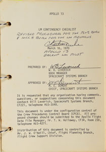 Lot #6451  Apollo 13 Lunar Module Contingency Checklist - Image 3