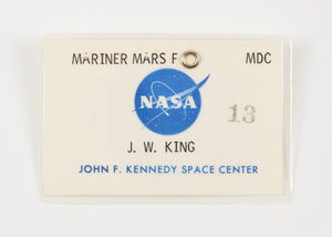 Lot #6730 Jack King's Mariner Mars Press Release and ID Badge - Image 2