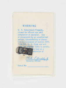 Lot #6730 Jack King's Mariner Mars Press Release and ID Badge - Image 3