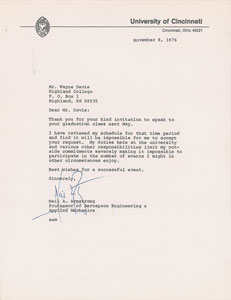 Lot #6380 Neil Armstrong Typed Letter Signed - Image 1
