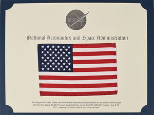 Lot #6696  STS-135 Flown Flag - Image 1