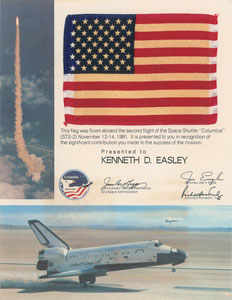 Lot #6698  STS-2 Flown Flag - Image 1