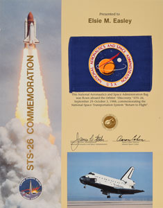 Lot #6699  STS-26 Flown Flag - Image 1