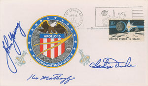 Lot #6555  Apollo 16 Crew-Signed Insurance Cover - Image 1