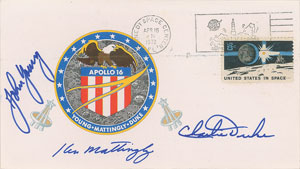 Lot #6581 John Young's Group of (3) Crew-Signed Apollo 16 Insurance Covers - Image 2