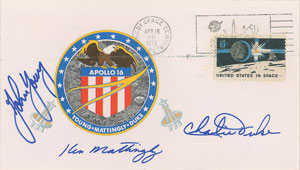 Lot #6581 John Young's Group of (3) Crew-Signed Apollo 16 Insurance Covers - Image 3