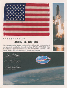 Lot #6704  STS-4 Flown Flag - Image 1