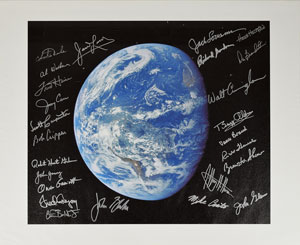 Lot #6226  Astronauts Multi-Signed Earth Print - Image 1