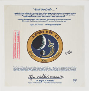 Lot #6512 Edgar Mitchell's Lunar Orbit Flown Apollo 14 Beta Patch  - Image 1