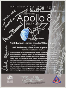 Lot #6216  Apollo Astronauts Signed Certificate