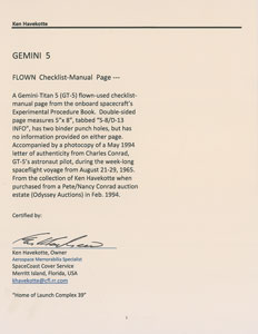 Lot #6150  Gemini 5 Flown Checklist - Image 3