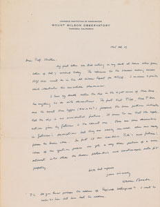 Lot #6026 Walter Baade Autograph Letter Signed - Image 1