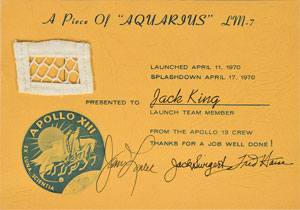 Lot #6454  Apollo 13 Crew-Signed Flown Lunar Module Netting Presentation - Image 1