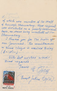 Lot #6036 Ernst Opik Autograph Letter Signed - Image 1