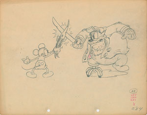 Lot #730 Mickey Mouse and Pegleg Pete Production Drawing from Shanghaied - Image 1