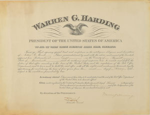 Lot #323 Warren G. Harding - Image 1