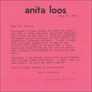 Lot #201 Anita Loos - Image 1