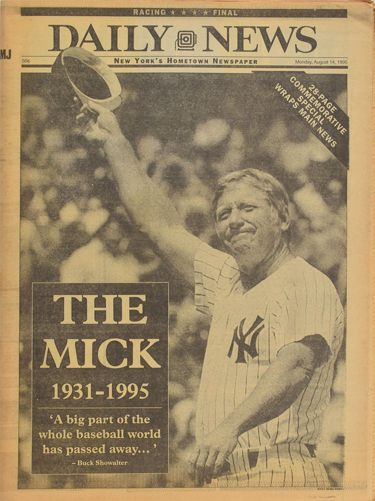 Lot #9404  1990s New York Newspapers: Mickey Mantle and Joe DiMaggio Deaths