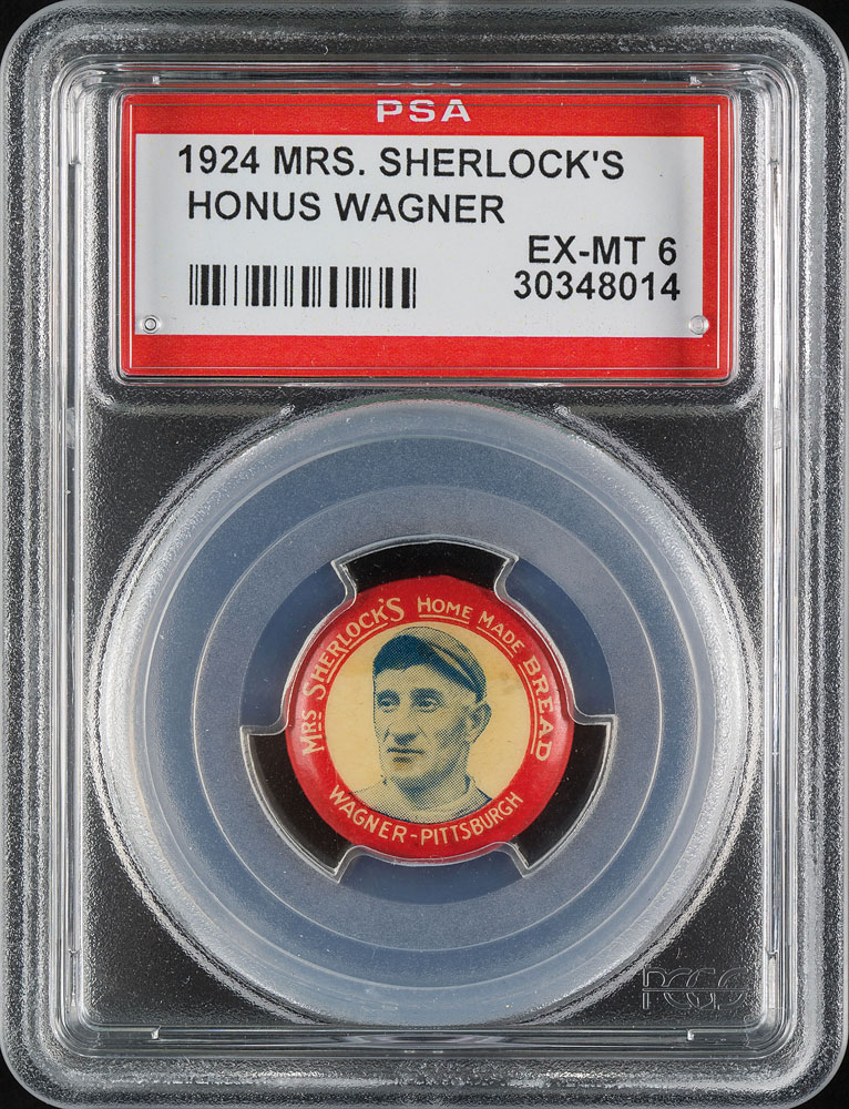 Lot #9080  1924 Mrs. Sherlock's Bread Pins Honus Wagner PSA EX-MT 6
