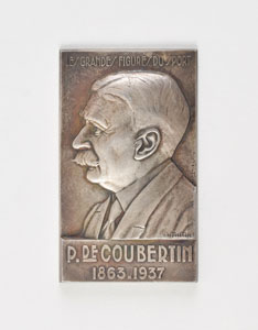 Lot #3059 Pierre de Coubertin Silver Plaque