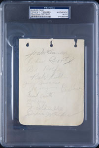 Lot #9327 Babe Ruth and 1934 NY Yankees Signatures