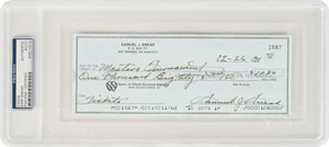 Lot #9497 Sam Snead Signed Masters Check