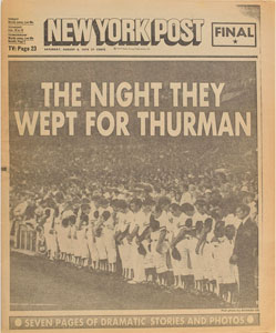 Lot #9399  1979 New York Post: Thurman Munson Death - Image 1