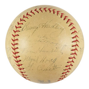 Lot #9268 Lou Gehrig and 1938 NY Yankees Signed Baseball - Image 2