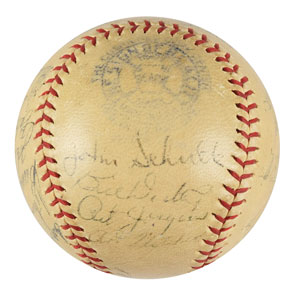 Lot #9268 Lou Gehrig and 1938 NY Yankees Signed Baseball - Image 3