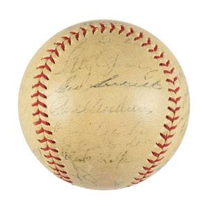 Lot #9268 Lou Gehrig and 1938 NY Yankees Signed Baseball - Image 5