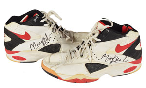 Lot #9450 Moses Malone Game-Worn Signed Sneakers - Image 1