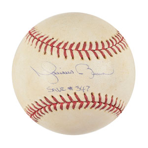 Lot #9371  2005 Mariano Rivera Game-used Signed Baseball - Image 1
