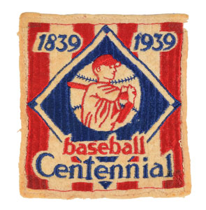 Lot #9363  1939 Baseball Centennial Embroidered Patch - Image 1