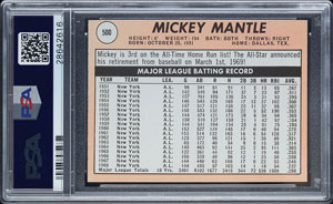 Lot #9155  1969 Topps #500 Mickey Mantle - White Letter PSA NM 7 - Image 2