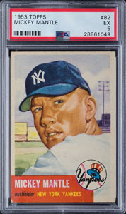 Lot #9121  1953 Topps #82 Mickey Mantle PSA EX 5