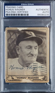Lot #9342 Honus Wagner Signed Baseball Card